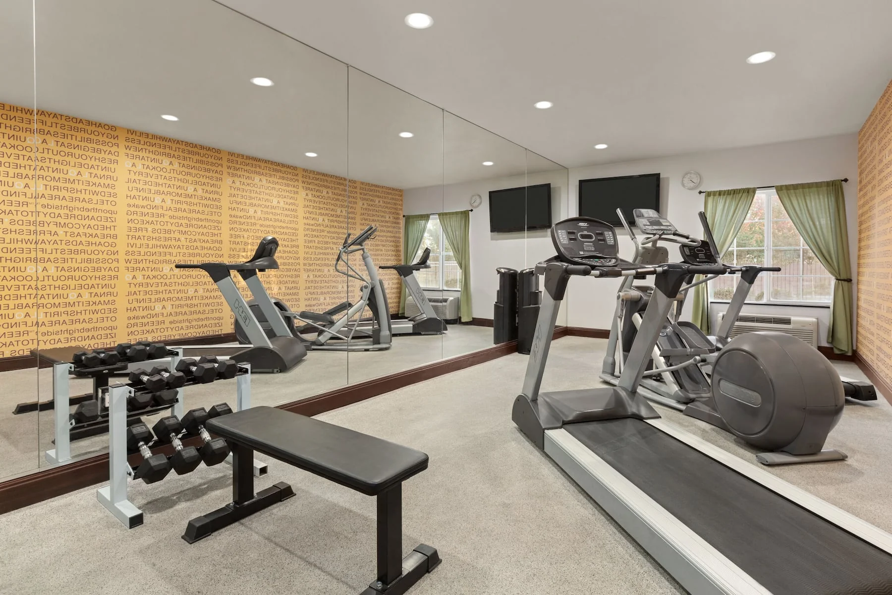 Hotel fitness center with exercise equipment